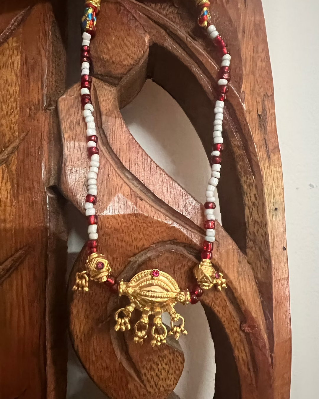 White and Beige Neutral Clean Women Bags Instagram Post (16) Vintage Red and Blue Beaded Necklace - Image 1