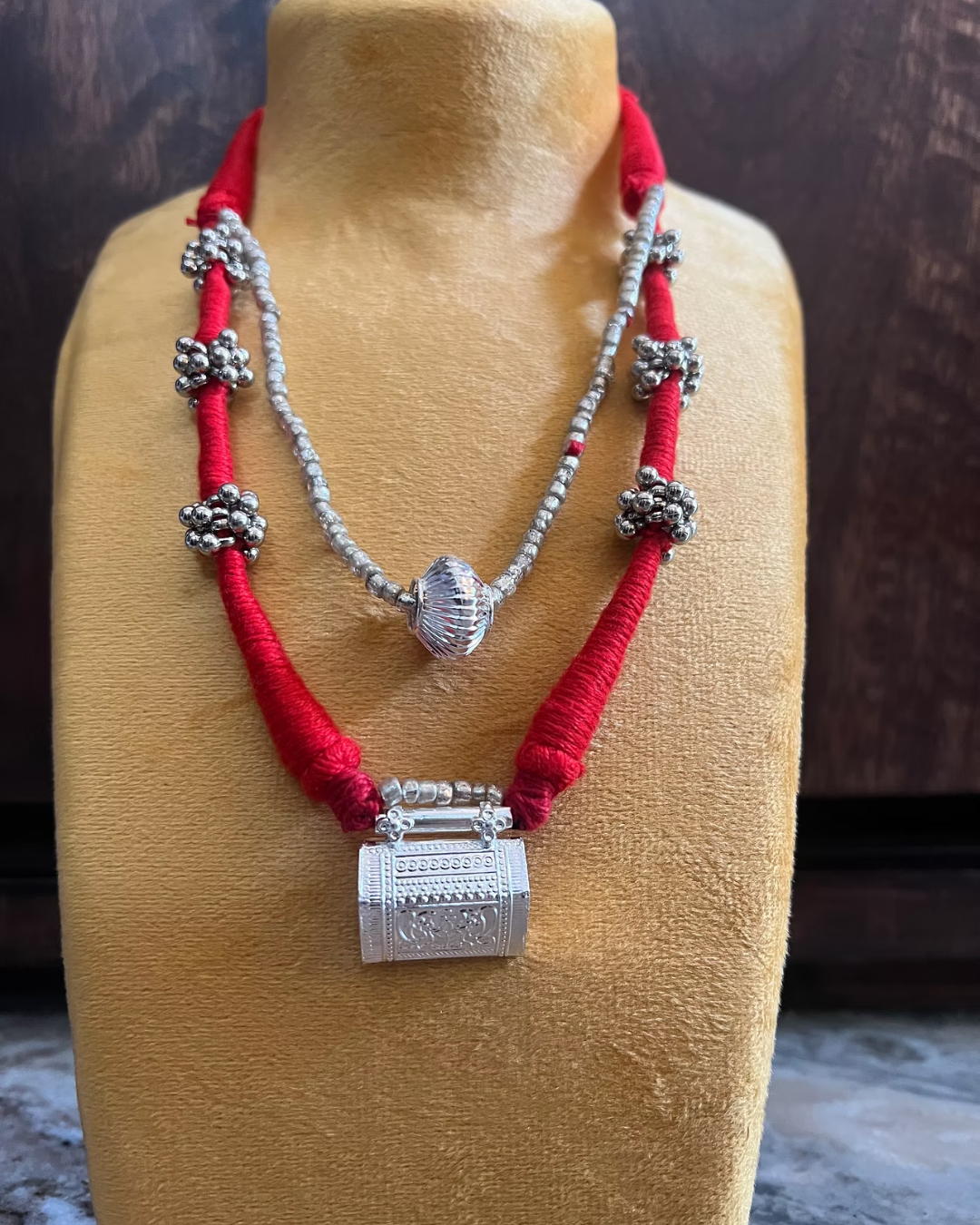 White and Beige Neutral Clean Women Bags Instagram Post (22) Red Ghughroo Necklace - Image 1