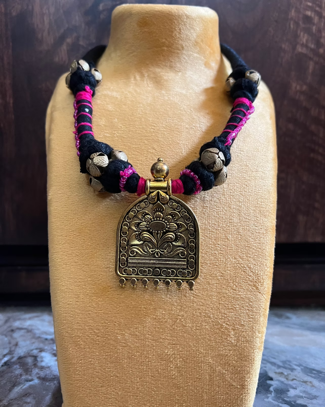 White and Beige Neutral Clean Women Bags Instagram Post (24) Black & Pink Ghughroo Necklace - Image 1