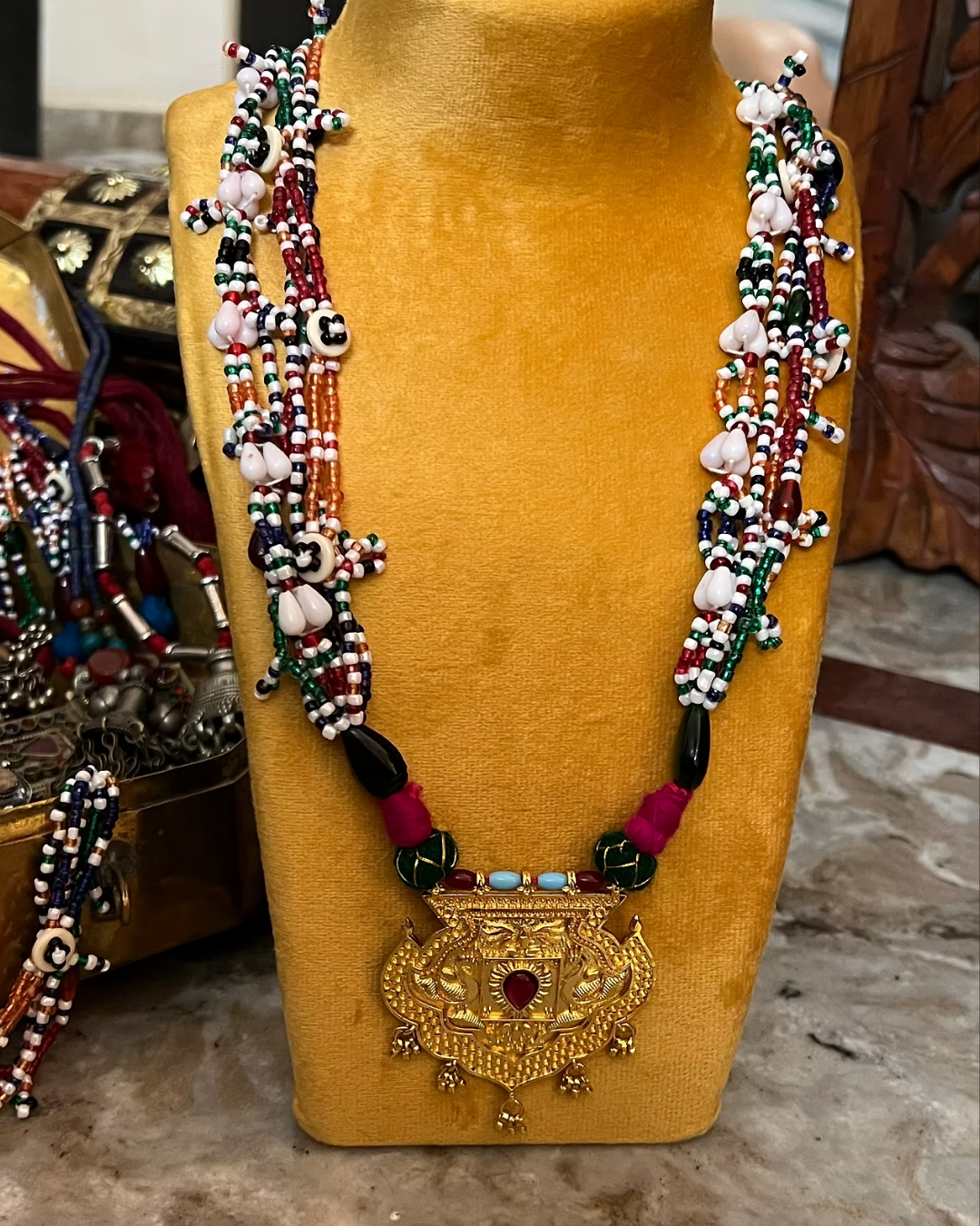 White and Beige Neutral Clean Women Bags Instagram Post (29) Vintage Kutch Beaded Necklace - Image 1