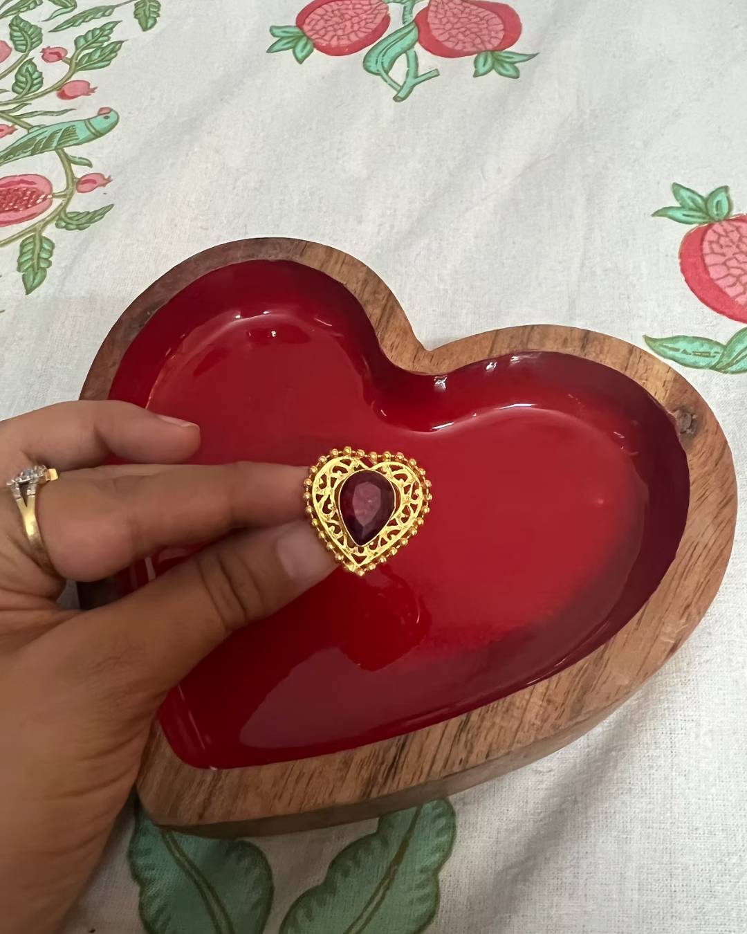 White and Beige Neutral Clean Women Bags Instagram Post (37) Heart Ring - Image 1