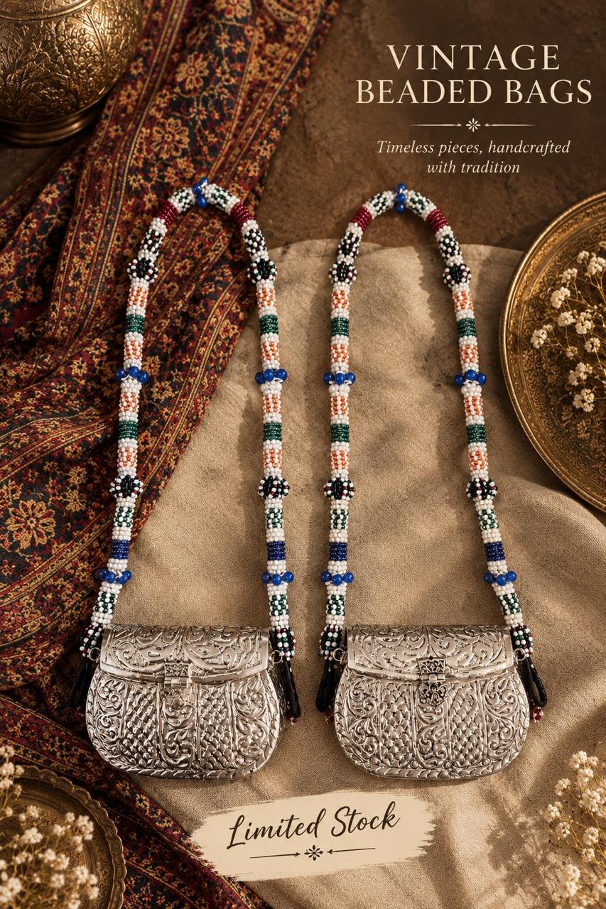 WhatsApp Image 2026-10-08 at 2.27.03 PM Mini Brass Bag with handwork Beaded Shoulder Strap - Image 1
